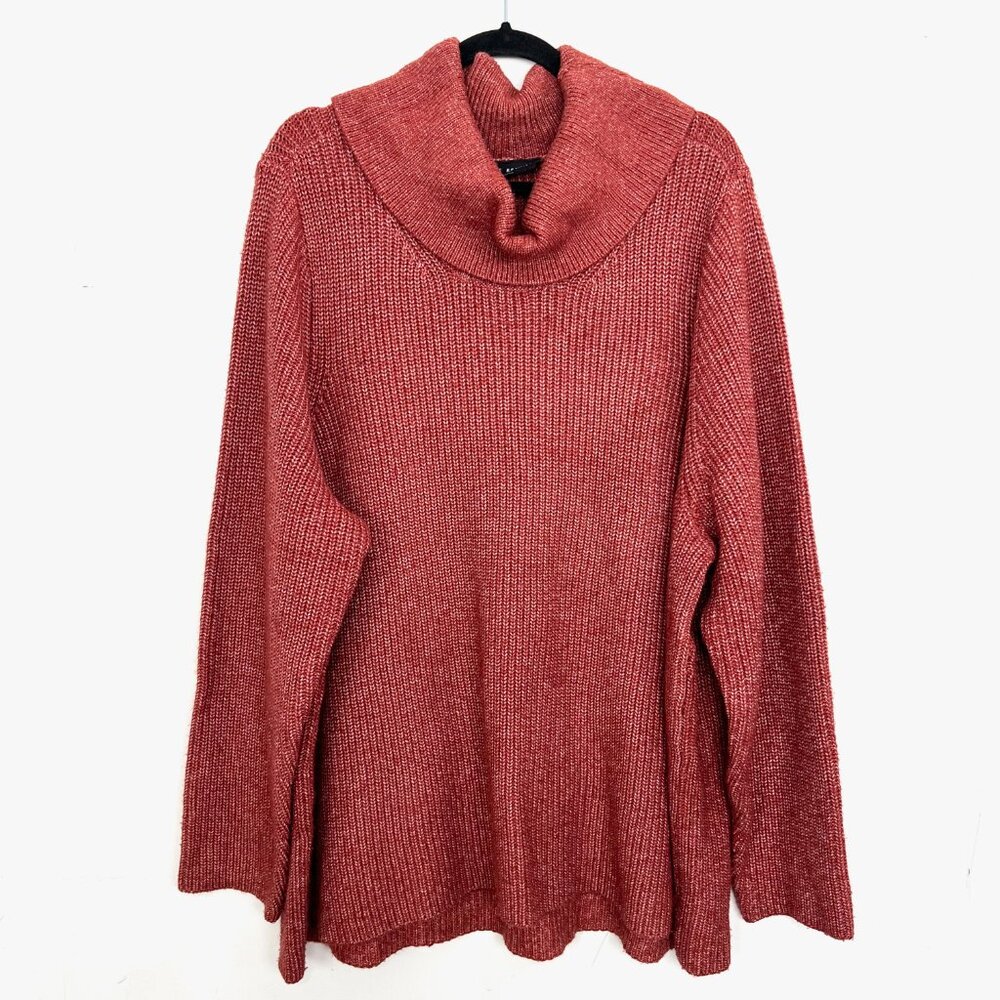 Lane Bryant Thick Knit Cowl Neck Sweater Heathered Rust‎ Red Burnt Orange 26/28